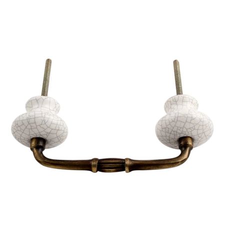 White and Black Crackle Ceramic Bridge Handle